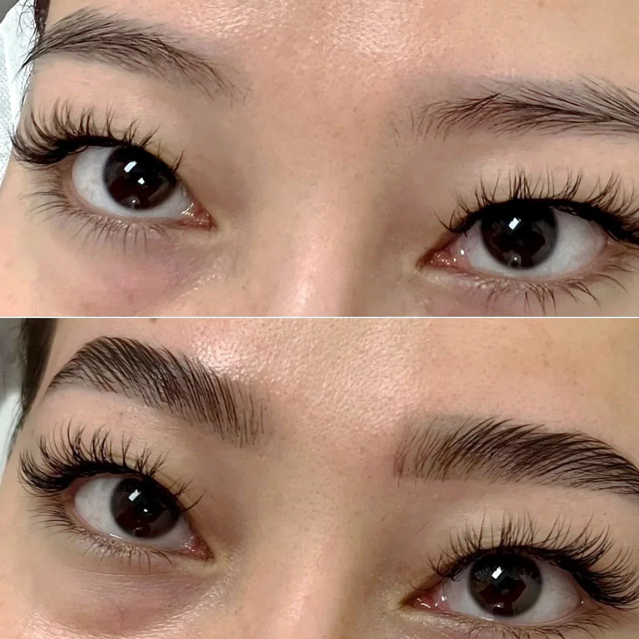 Før- og efterresultater af øjenbrynsvækst med QUABROW Advanced Eyebrow Serum – synligt fyldigere, tættere og mere definerede bryn